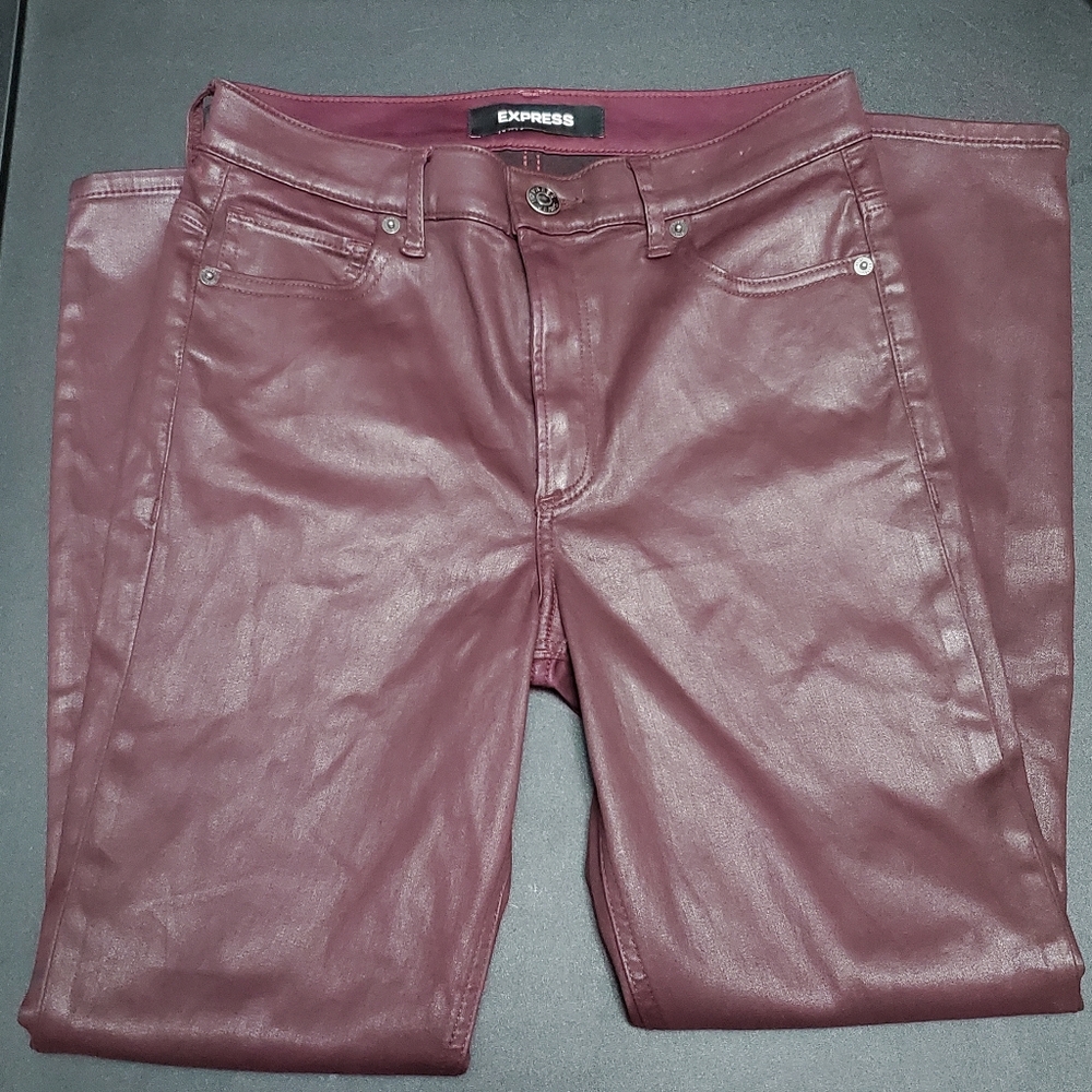 Express WM Maroon Ankle Legging Jean Sz 4R Stretch
